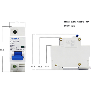 MCB Pemutus Sirkuit Tenaga Surya 10ka 80A/100A/125A DC, Pemutus Sirkuit Miniatur MCB 1P 2P 3P 4P - Product Image 5
