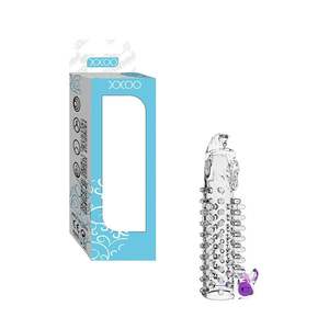 Großhandel Hot Selling Silikon Spike Crystal Vibration Kondom Transparente Vibrations hülse für Männer - Product Image 3