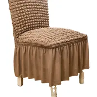 Bulk custom elastic seersucker Color matching plaid striped skirt chair package chair cover