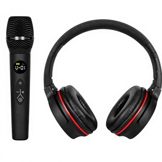 Aidi Exclusive K-song Combo  One Headphone with One Mic Set Practice Original Instrument Wireless Singing Play Headset Factory