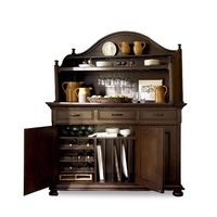 Buffet d'appoint rustique en chêne vieilli style artisanal avec étagère supérieure ouverte pour salle à manger et salon