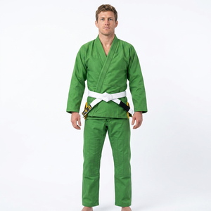 Kimono de BJJ Verde Unisex, Uniforme de Judo Ajustado para Adultos, Ropa de Artes Marciales 100% Algodón Ligero TITAN TREAD WEAR, Cinturón Blanco - Product Image 1