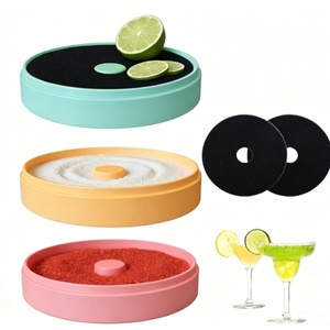 Ensemble de 3 plateaux à <span class=keywords><strong>sel</strong></span> en plastique pour margaritas avec 2 éponges, outil de bar pour sucre et <span class=keywords><strong>sel</strong></span>, idéal pour les cocktails - Product Image 1