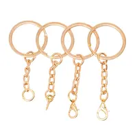 Promozionale portachiavi in metallo in oro rosa fai-da-te con portachiavi a catena parti dell'anello portachiavi diviso con fibbia portachiavi aperta