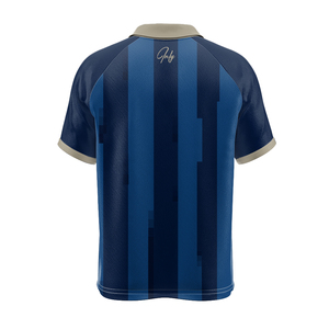 Maillot de football rétro personnalisé avec col polo côtelé OEM maillot de football à rayures en polyester à séchage rapide - Product Image 2