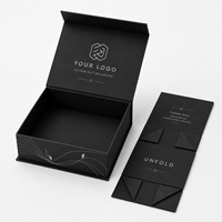 Caja de Regalo Magnética Plegable con Logotipo Personalizado, Empaque de Cartón Rígido Negro Mate de Lujo Premium Grande