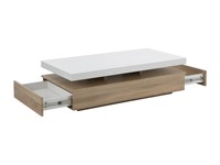 Mesa de Centro Rectangular de Estilo Industrial Minimalista, Mesa de Madera con Dos Cajones, Mesa Auxiliar para Sala de Estar, Muebles para el Hogar