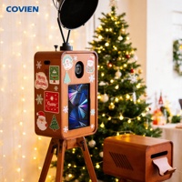 Cabina de Fotos Premium Todo en Uno con Acabado en Roble y Altavoz, Ideal para Bodas, Fiestas y Eventos Comerciales