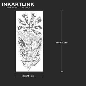 INKARTLINK Pegatina <span class=keywords><strong>de</strong></span> <span class=keywords><strong>Tatuaje</strong></span> del Arcángel Miguel, Espada y Escudo <span class=keywords><strong>de</strong></span> San Miguel, Justicia, Estética Religiosa, Herbal, Suministros a Granel para 15 Días - Product Image 4