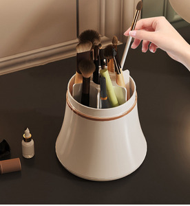 מארגן איפור מסתובב, קופסת איפור אטומה לאבק, מארגן מברשות איפור לשידה - Product Image 5