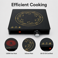 Estufa Eléctrica de Cerámica de 1200W, Placa de Cocción Individual de 165mm, Certificación GS CE CB, Placa Calefactora Infrarroja para Cocina