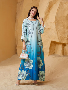 Vestido con cuentas estampado de cuello redondo para mujer musulmana de comercio electrónico transfronterizo Real Shot - Product Image 3