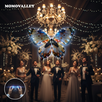 Grand drone papillon magique doré intelligent et mobile avec ailes battantes, LED, pour spectacle lumineux de mariage et décoration avec mouvements