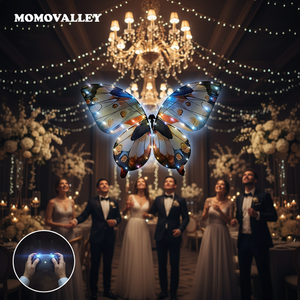 Farfalle Bioniche Dorate Magiche Grandi e Intelligenti con Ali Mobili e Luci LED per Matrimoni, Drone con Anello e Spettacolo di Luci LED per Decorazioni - Product Image 1