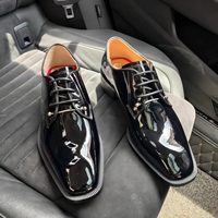 2026 Hochwertige Herren-Lackleder-Schnürschuhe aus echtem Leder mit niedrigem Schaft, lässiger Zehenpartie und Schaffellfutter – ideal für Hochzeiten