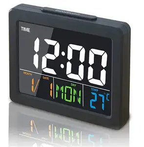 Jam alarm digital led rumah Morden mewah, jam alarm elektronik layar warna kalender