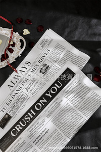 Papel de Seda HUABAN Negro y Blanco con Diseño de Periódico Inglés Nostálgico para Envolver Flores y Regalos, Embalaje de Ropa - Product Image 4