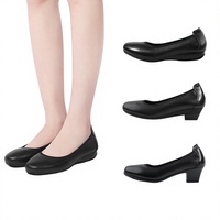 Escarpins professionnels en cuir souple à talon épais et bout rond pour femme, collection Printemps 2026, grandes tailles, pour le bureau et le travail