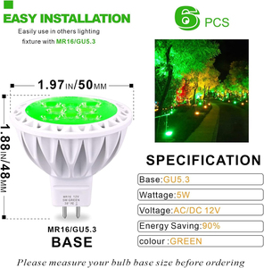 Éclairage de Noël moderne pour l'extérieur, jardin, arbre, <span class=keywords><strong>piscine</strong></span>, ampoules <span class=keywords><strong>LED</strong></span> MR16 vertes 5W, projecteur - Product Image 2