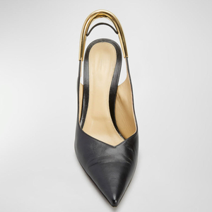 Sandales à bout pointu pour femmes avec brides dorées à l'arrière, sexy, à talon compensé haut, style escarpin, découpées, à bride arrière, pour l'été - Product Image 4