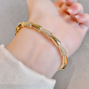 Gold And <b>Silver</b> Geometric Crystal <b>Bracelets</b> For Women Micro Insert Jewelry Gift <b>Bangles</b> With Zircon Stones - Product Image 2