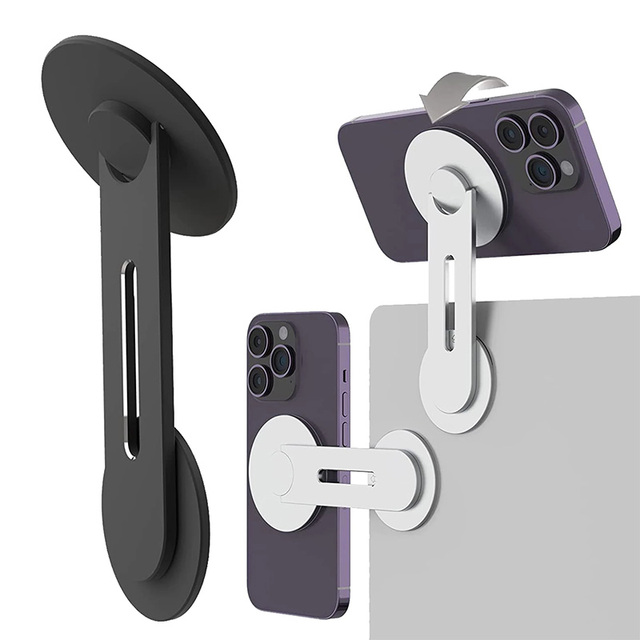 Adjustable Aluminum Alloy Magnetic Phone Stand & Laptop Holder with 360 Degree Rotation Desk Mount Adhesive Base
