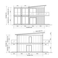 Maison modulaire préfabriquée de luxe prête à être expédiée, maison-conteneur moderne blanche à 2 niveaux, espace de vie portable avec vue panoramique