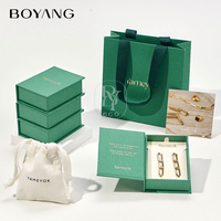 Boîte d'Emballage Personnalisée Boyang Réutilisable Style Livre en Papier Vert pour Cadeaux, Boucles d'Oreilles et Colliers