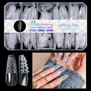 Plaques d'ongles 3D en forme d'amande, flexibles, à presser, en gel souple, pour nail art irrégulier, 140 pièces, finition brillante, pour manucure française, vente en gros pour salons - Product Image 6