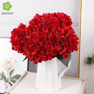 New 5-Head <b>Hydrangea</b> <b>Artificial</b> Flower Red Silk Bouquet 47cm Wedding Home Decor High Simulation - Product Image 5