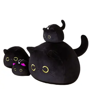 Muñeco de gato negro, muñeco de peluche, cama para niñas, Gato Negro, almohada para siesta peculiar, regalo favorito para niños, fabricación de muñecas rojas de red de animales