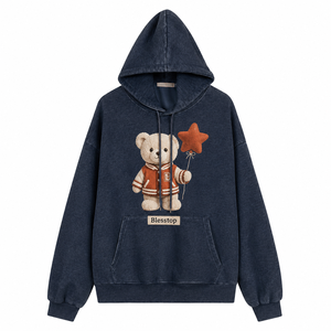 <span class=keywords><strong>Felpa</strong></span> <span class=keywords><strong>con</strong></span> Cappuccio BlessTop Vintage <span class=keywords><strong>con</strong></span> <span class=keywords><strong>Orsacchiotto</strong></span> Cartoon e Grafica Palloncino a Stella, Pullover Oversize per Streetwear Casual - Product Image 2