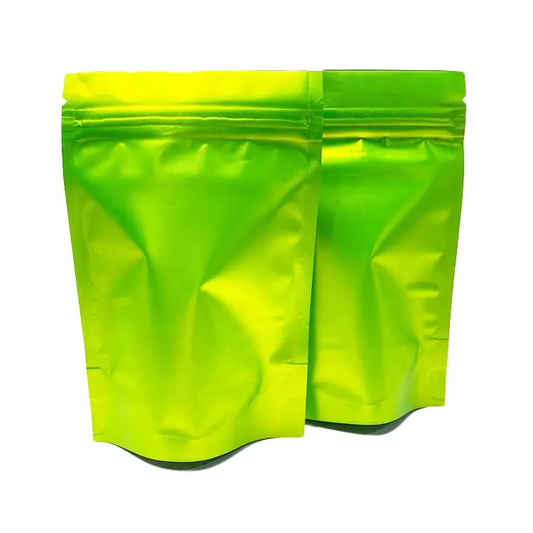 Wholesale Biodegradable Zipper Bag Matte/Glossy Pure Gold Mylar Plastic Stand Pouch for Food Packaging Smell Proof