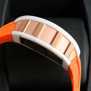 Montre mécanique en céramique blanche Rm pour homme, bracelet orange, cadran squelette, design samouraï, montre de sport de luxe à la mode - Product Image 4