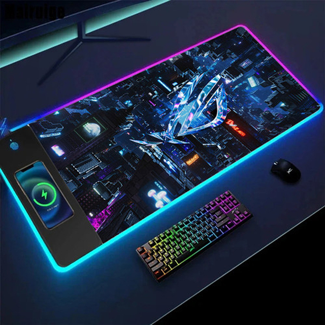 Best Price 15W Fast Wireless Charging Mousepad Non-Slip Extra Large 15W RGB LED Anime Gaming Computer Keyboard Mouse Pads