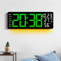Wohnzimmer 16 Zoll Deko Große LED-Wanduhr mit RGB-Neon-Display, Riesiger Kalender, Nachtlicht, Digitaluhr mit Fernbedienung