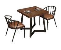 Rétro américain en bois massif Petite table carrée Restaurant et Diner Table avec cadre en fer Ensemble de chaises Café Table ronde