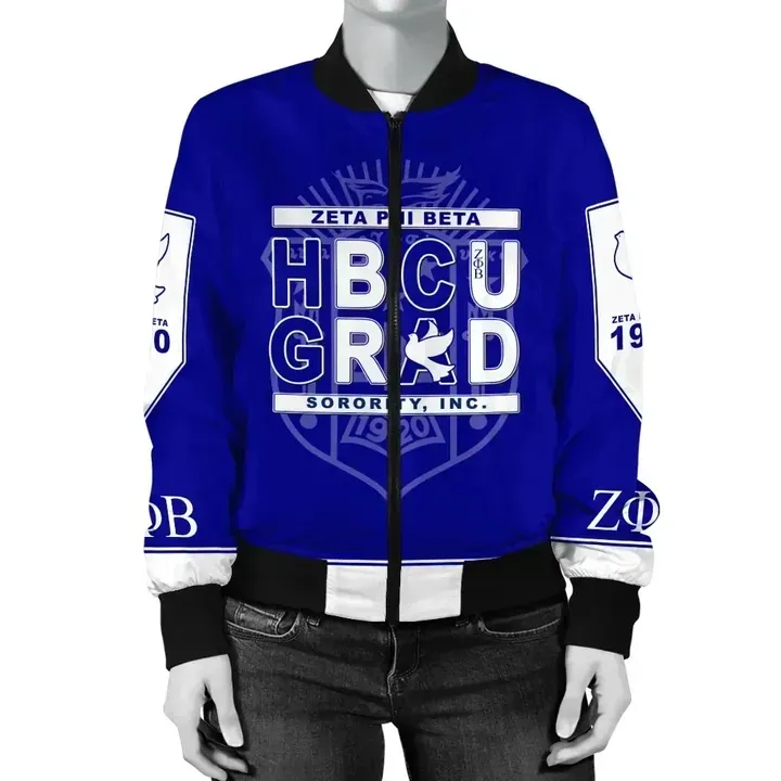 Fashionable Zeta Phi Beta Sorority Design Blue Bomber Jacket For Women Unique Custom Polyester Blank Bomber Jacket Girls Jacket