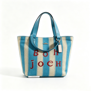 Customized <b>Canvas</b> tote bag, Striped shoulder handbag, Letter embroidery tote, Women casual <b>mini</b> tote - Product Image 3