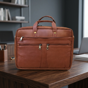 Sac pour ordinateur portable en cuir véritable, grande capacité, écologique, imperméable, léger, avec bandoulière, style coréen BS International pour hommes - Product Image 1