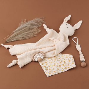 Ventes d'usine cadeau bébé bavoirs/attache-sucette/bébé dentition mousseline coton bébé lapin sécurité couverture accessoires ensemble - Product Image 2