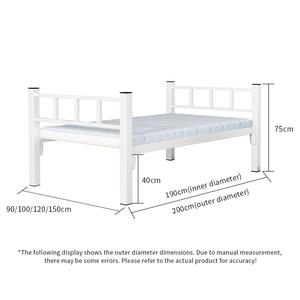 Cama Individual Metálica para Estudiantes con Barandilla de Seguridad, Muebles Resistentes para Dormitorio - Product Image 2