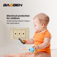 Prise murale BAOBEN, série panneau doré en acier inoxydable, norme italienne, avec ports USB et USB-C pour ordinateur
