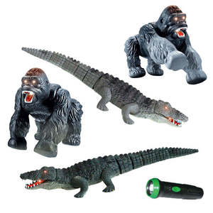 Jouet RC en plastique simulé pour enfants garçons, modèle de crocodile/gorille rampant, bouche ouvrable, animaux télécommandés avec son et lumière - Product Image 1