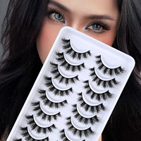 NOUVEAU Lot de 10 Paires de Faux Cils Œil de Chat Effet Vison Moelleux, Cils 8D Effilés Dramatiques Longs Épais et Volumineux