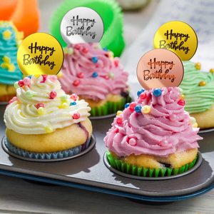 36 Pezzi Topper Rotondi in Acrilico a Specchio per Cupcake 'Buon Compleanno', Topper Incisi in Acrilico Oro, Oro Rosa, Argento, Decorazioni Fai-da-Te per Torte <span class=keywords><strong>e</strong></span> Dessert - Product Image 6
