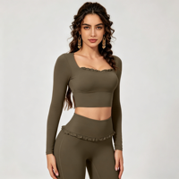 Ensemble de vêtements de sport pour femmes Jyn de haute qualité, haut à manches longues, leggings de course, vêtements de yoga, ensembles de fitness pour la salle de sport