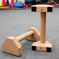 TOPTONS Supports de pompes en bois de hêtre avec conception stable en U - Ensemble d'entraînement réglable à double barre pour le fitness et l'usage domestique