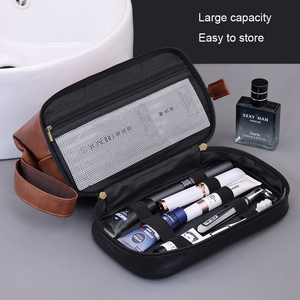 Bolsa de aseo de alta gama para hombres de negocios, bolsa de almacenamiento de cosméticos de viaje, impermeable, portátil, de gran capacidad, con compartimentos para maquillaje. - Product Image 6