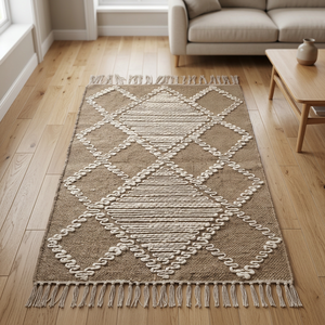 Tapis en jute authentiques tissés à la main, tapis en fibres naturelles durables de haute qualité pour la décoration du salon à la maison, revêtement de sol élégant - Product Image 4